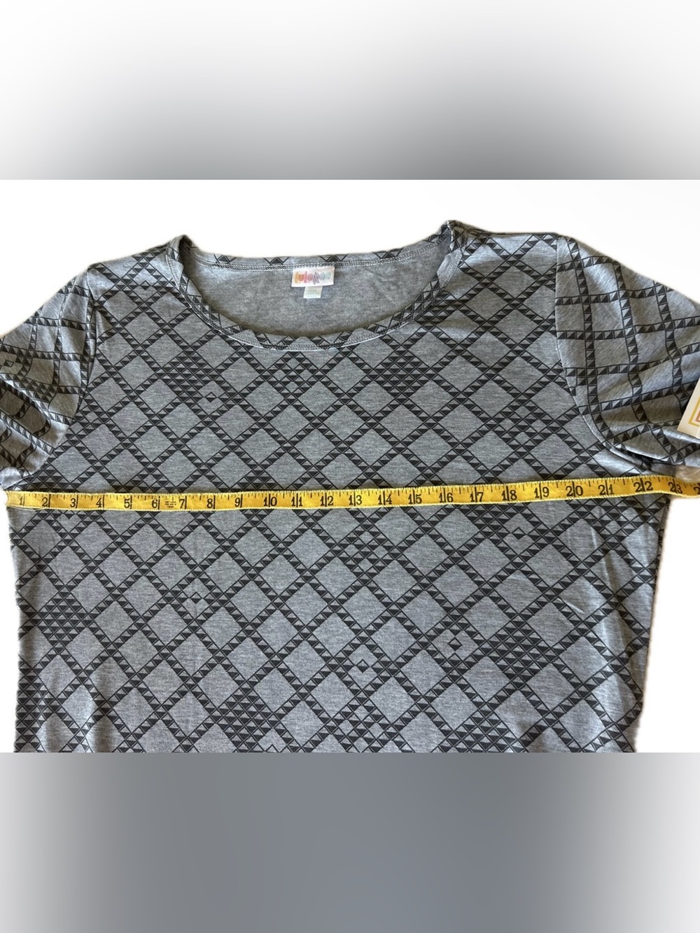 LuLaRoe “Julia” Dress Size 2XL Heather Grey Geometric Print - Picture 3 of 9